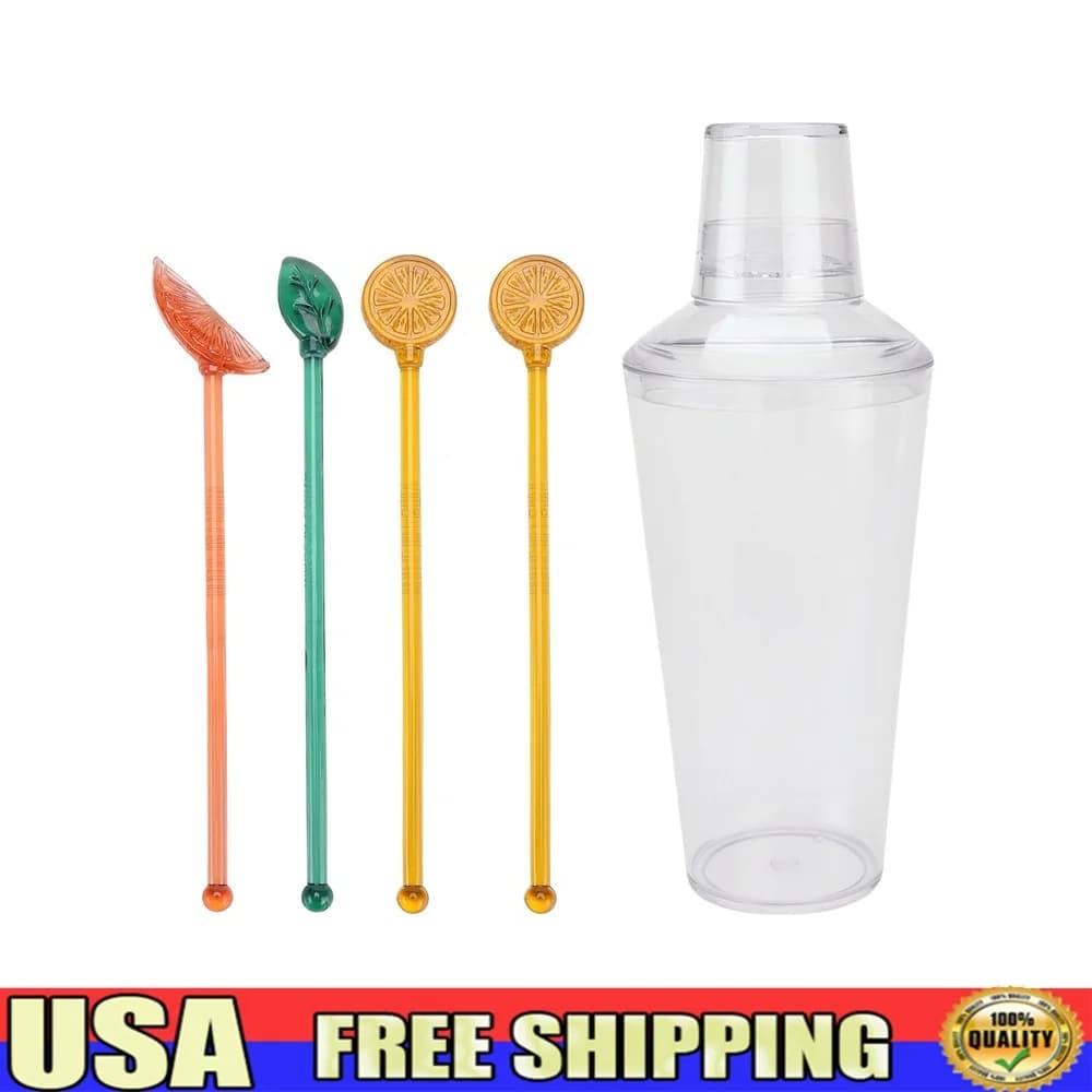 Set di shaker per cocktail in acrilico con bastoncini Swizzle Leggero infrangibile per interni ed esterni, essenziale per feste divertenti