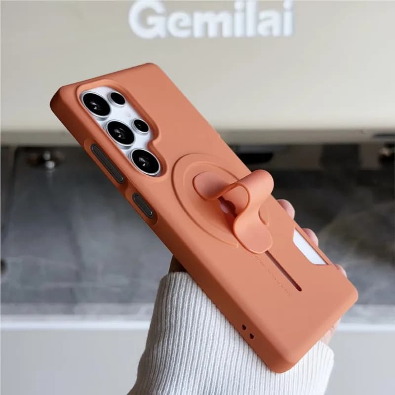 Custodia Magnetica in Silicone Liquido Morbido per Magsafe Samsung Galaxy S26 S25 S24 Ultra Plus con Supporto per Cinturino, Slot per Carte e Protezione Antiurto