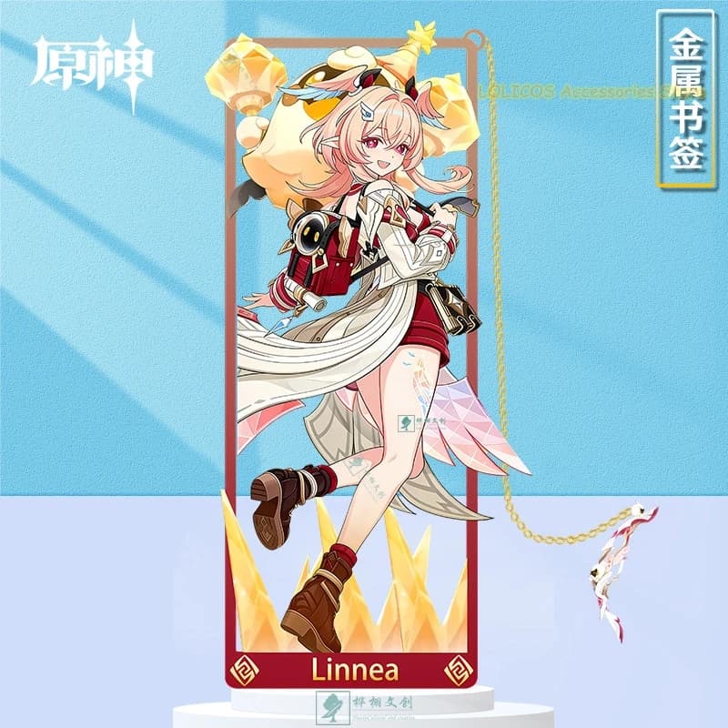 Segnalibri in Metallo per Cosplay di Genshin Impact, Columbina Linnea Varka Zibai, Souvenir con Ciondolo Traforato, Decorazione da Collezione, Regalo