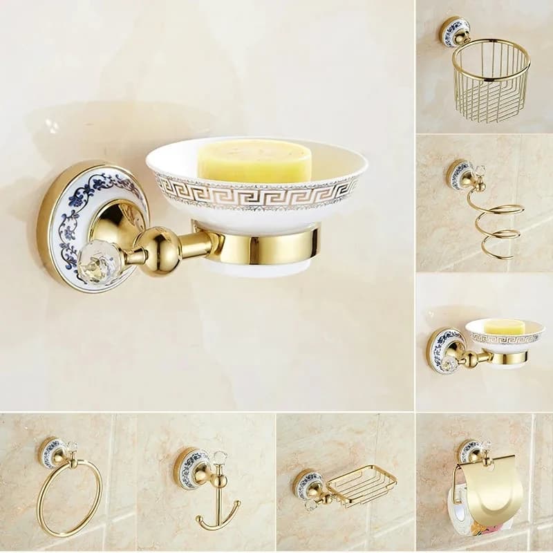 Accessori per il bagno porta carta da parete porta asciugamani in oro porta sapone portabicchieri Hardware per bagno in ceramica di lusso