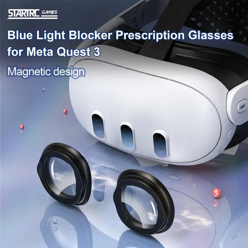Copriobiettivo antigraffio per accessori Meta Quest 3 VR Montature per occhiali magnetiche Protezione per lenti ottiche anti-luce blu