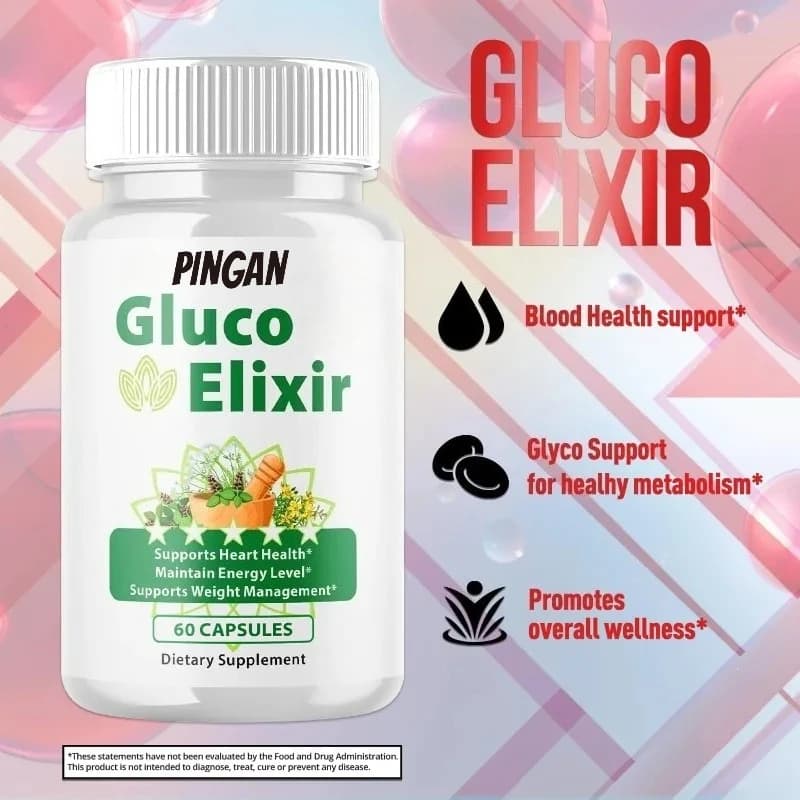 Capsules Gluco Elixir, integrated formula pills for all natural vitamins (60 capsules)