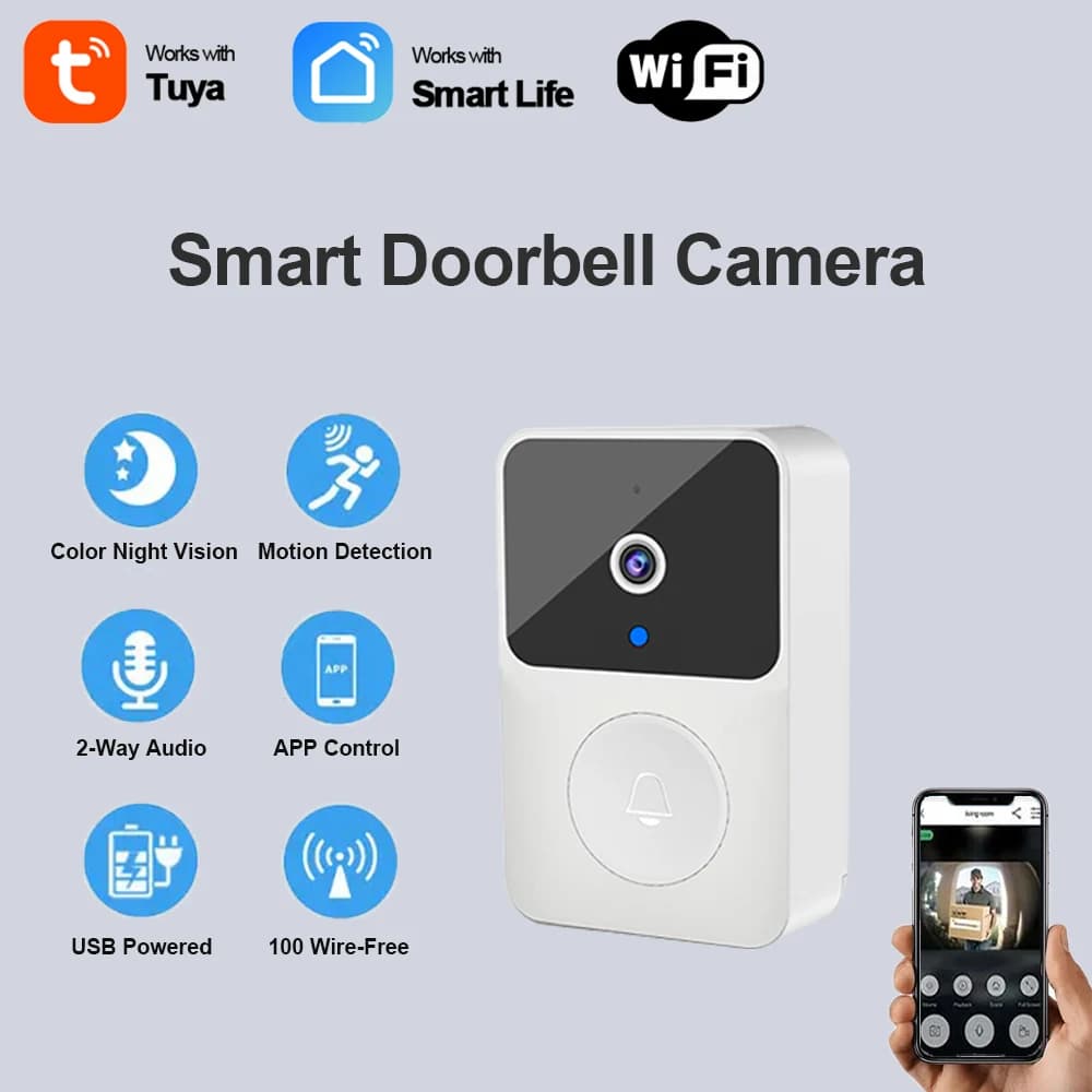 Wifi Tuya Smart AC Power Battery Type USB Smart Life Smart Home Security Intercom