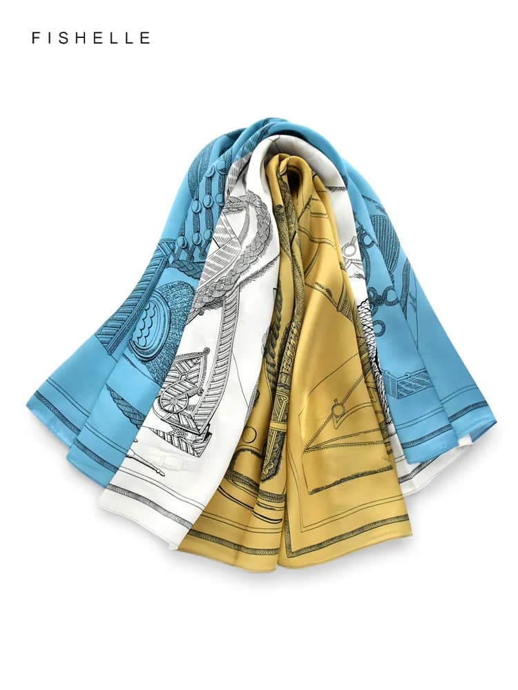 2025 New Tricolor 100% Natural Silk Scarf Glossy Wrap Bandana Hijab Shawl Square Luxury Gift Women's Neckerchief Headband 90cm