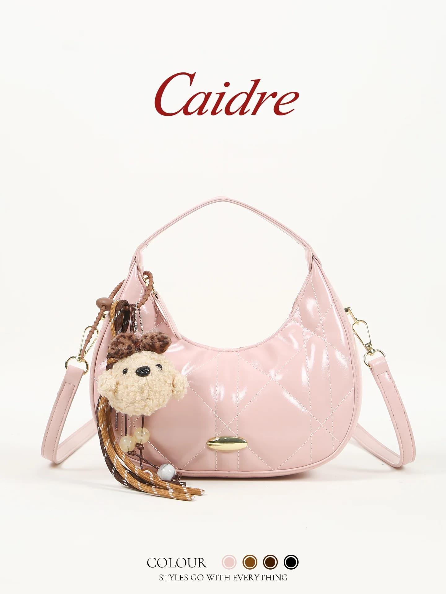 Borsa a tracolla singola Caidre a forma di dumpling, regalo di compleanno per donna, borsa in morbida pelle PU con motivo a rombi in stile coreano