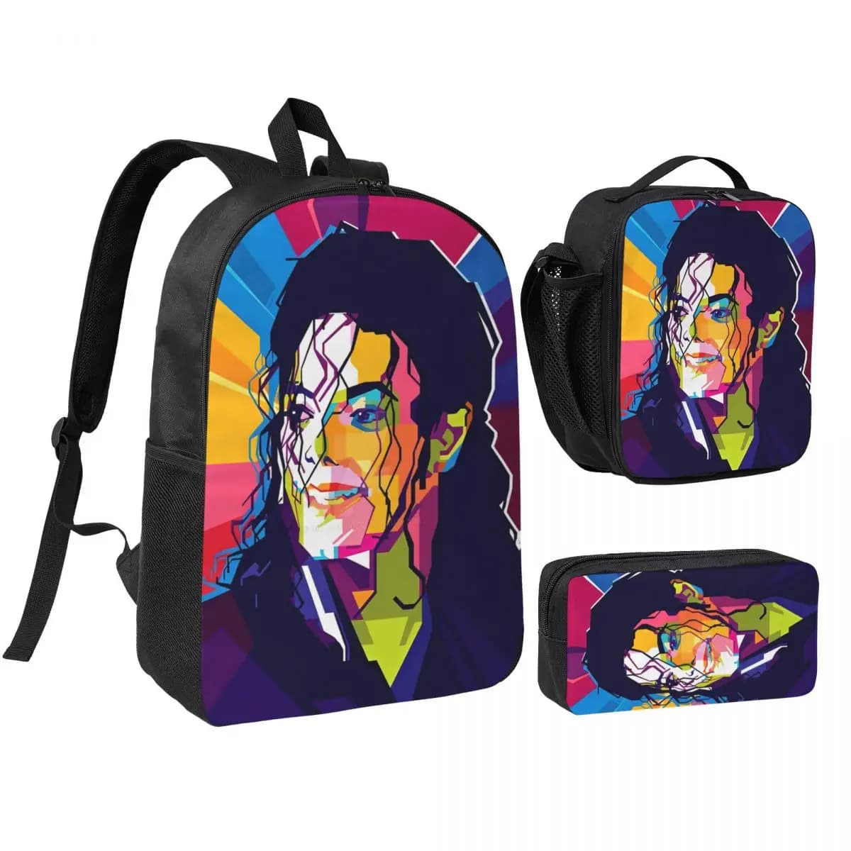 MJ 3pecs/set Backpack for Student Canvas Bags Lunch bag Pencil Case