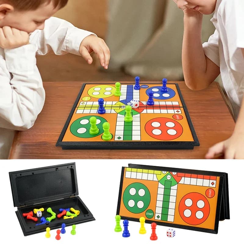 Set da gioco portatile per backgammon Ludo Chess, tavolo pieghevole, giocattolo da viaggio per bambini in famiglia