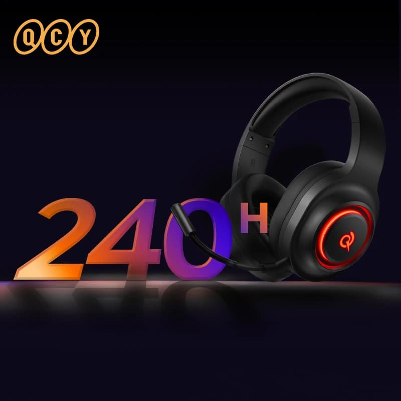 QCY Tri-Mode Heroad V200 Wireless Bluetooth 6.0 Gaming Headphones with Microphone surround audio driver 7.1 RGB dynamic headphones over the ear