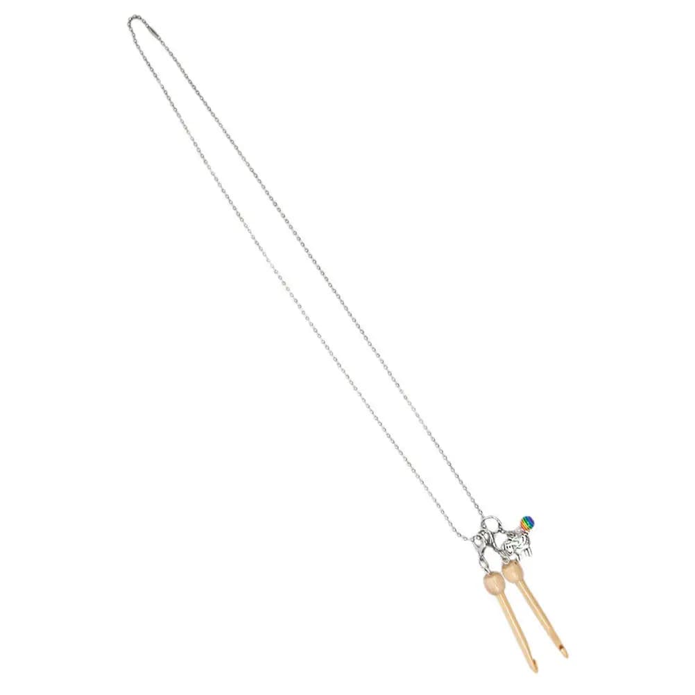 Set di 3 uncinetti portatili in legno con collana, elegante ciondolo a forma di uncinetto con segnapunti integrati per il viaggio