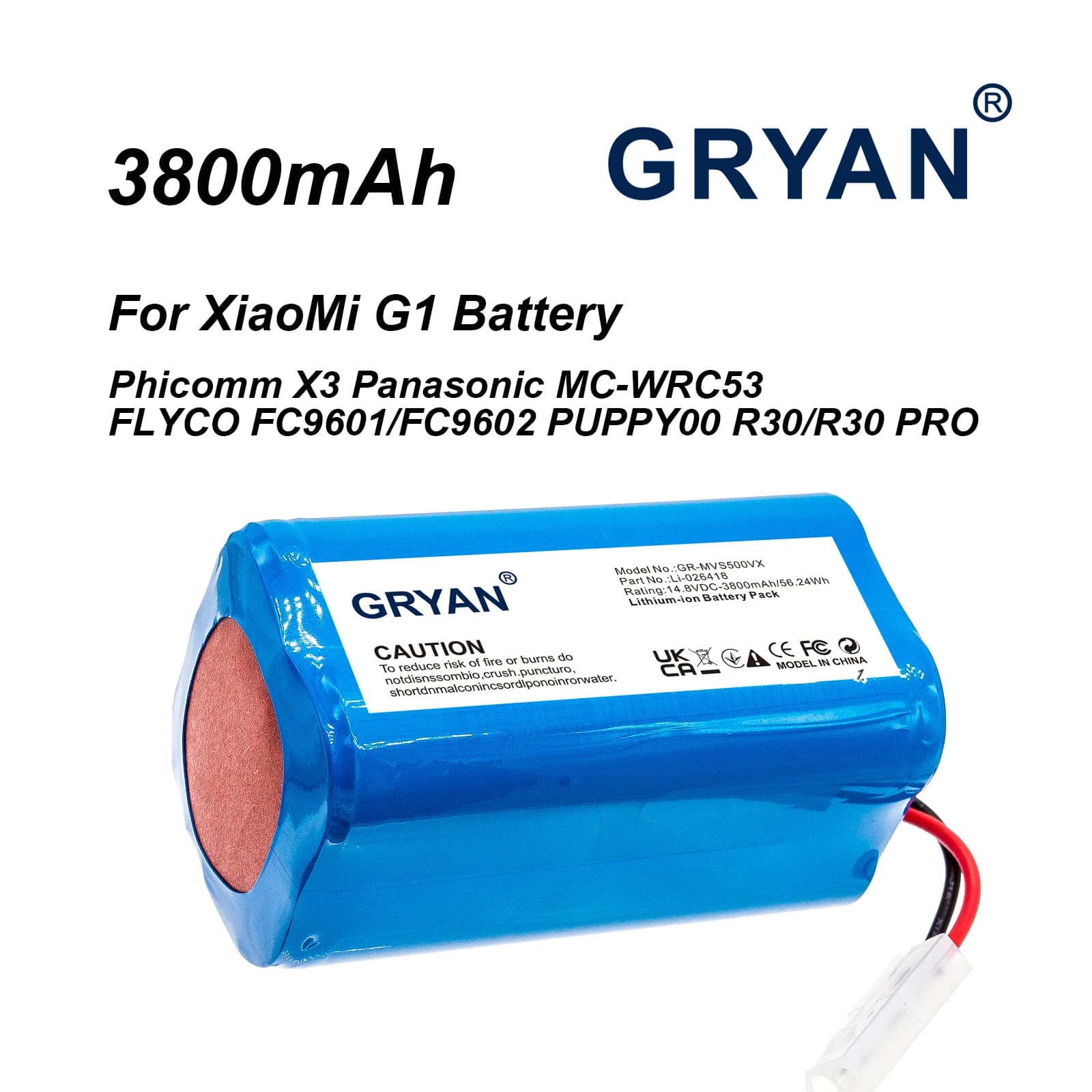 Batteria da 3800 mAh per Flyco FC9601 Robot aspirapolvere FC9601 FC9602 SpinWave Aspirapolvere robot umido e secco 5345 1618526 1625424 Z65B155