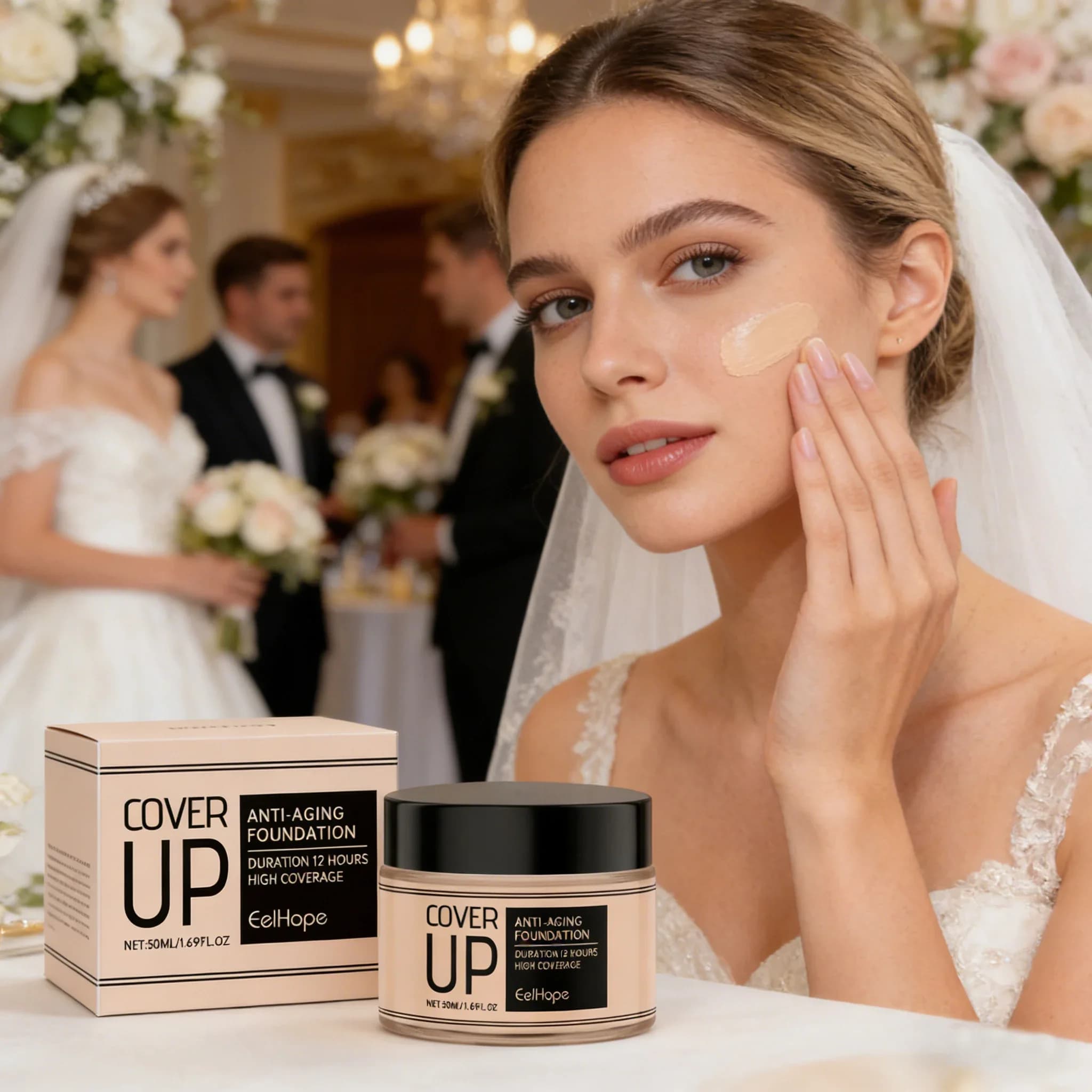 EELHOPE Fondotinta Liquido Leggero, Finitura Opaca, Lunga Durata, Idratante, Luminosità Naturale, Essenziale per il Trucco da Sposa