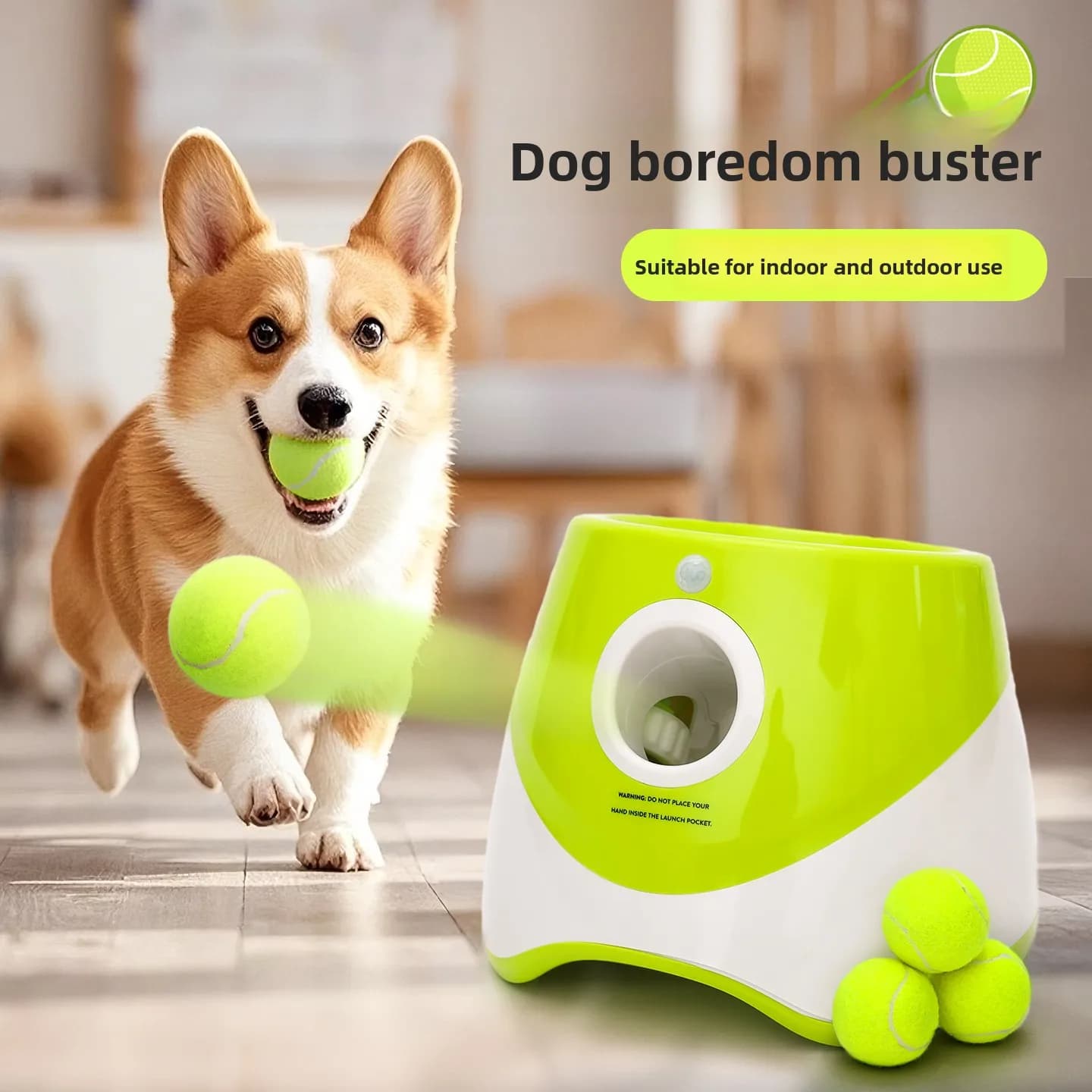 Palla da tennis resistente per cani, con eiezione automatica, per cani affaticati, palla in gomma per il gioco interattivo con i cani