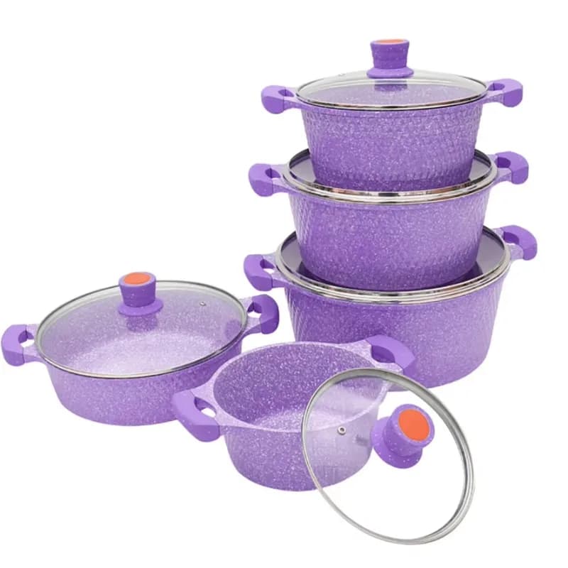Aluminum die-casting soup pot, saucepan, frying pan, wok 10-piece set