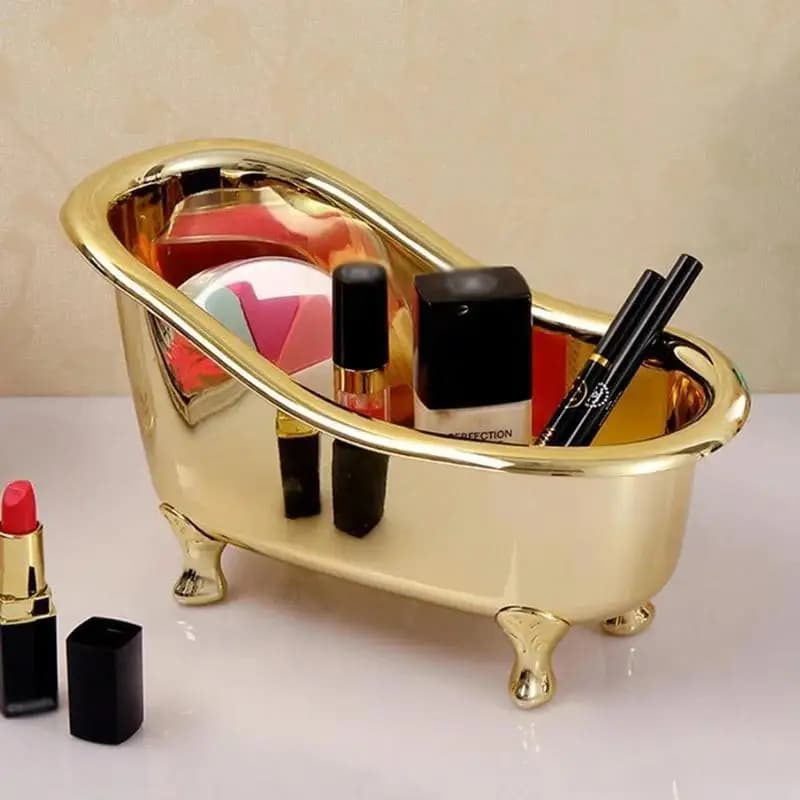 1pc Mini vasca da bagno sapone scatola di immagazzinaggio gioielli contenitore per trucco contenitore per articoli vari da tavolo scatola di immagazzinaggio di articoli vari oro argento