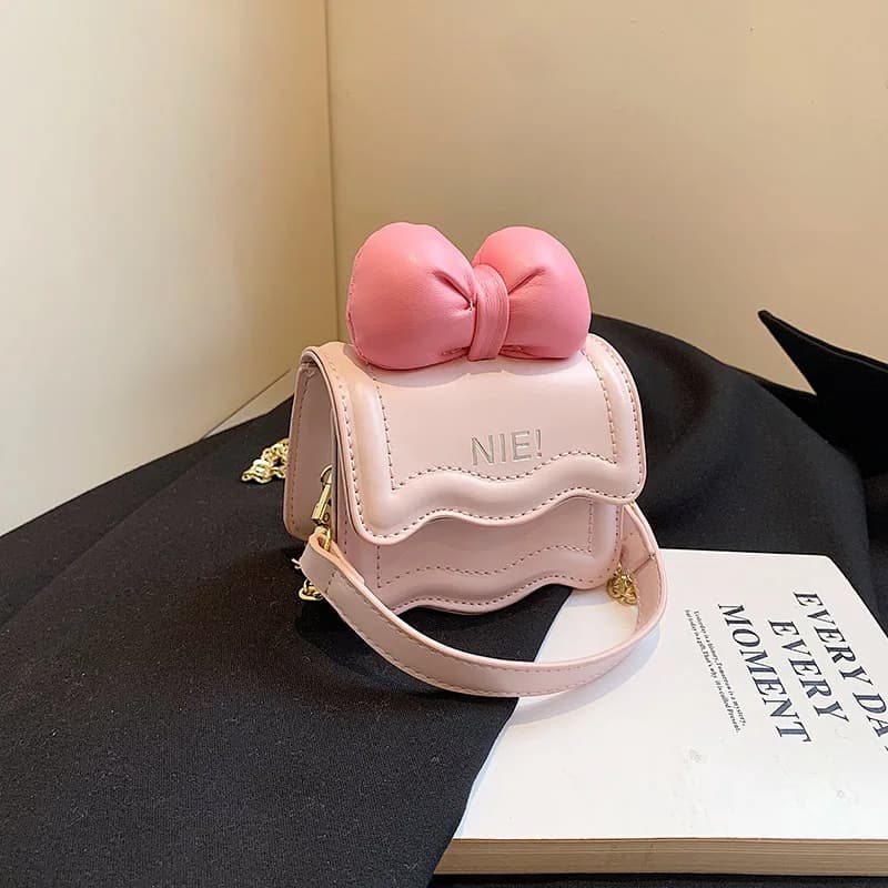 Simpatica borsa a tracolla con catena con fiocco Mini borsa a tracolla coreana per ragazze Bambini Madre Figlia Borsa alla moda abbinata