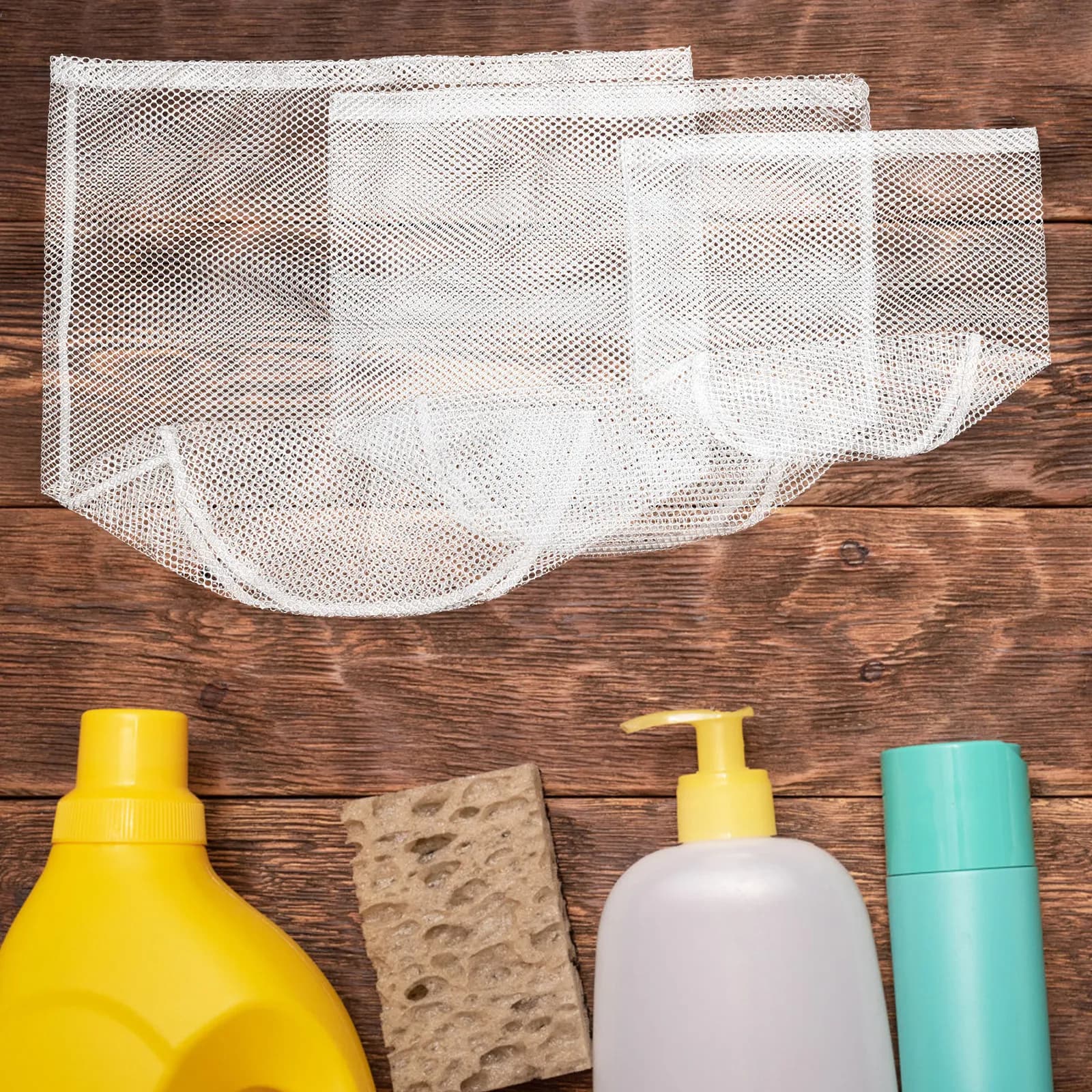 Set di 3 Sacchetti a Rete per Lavaggio Delicato, Protezione Vestiti, con Cordoncino, Portatili, Ideali per Viaggi, Compatibili con Lavatrice