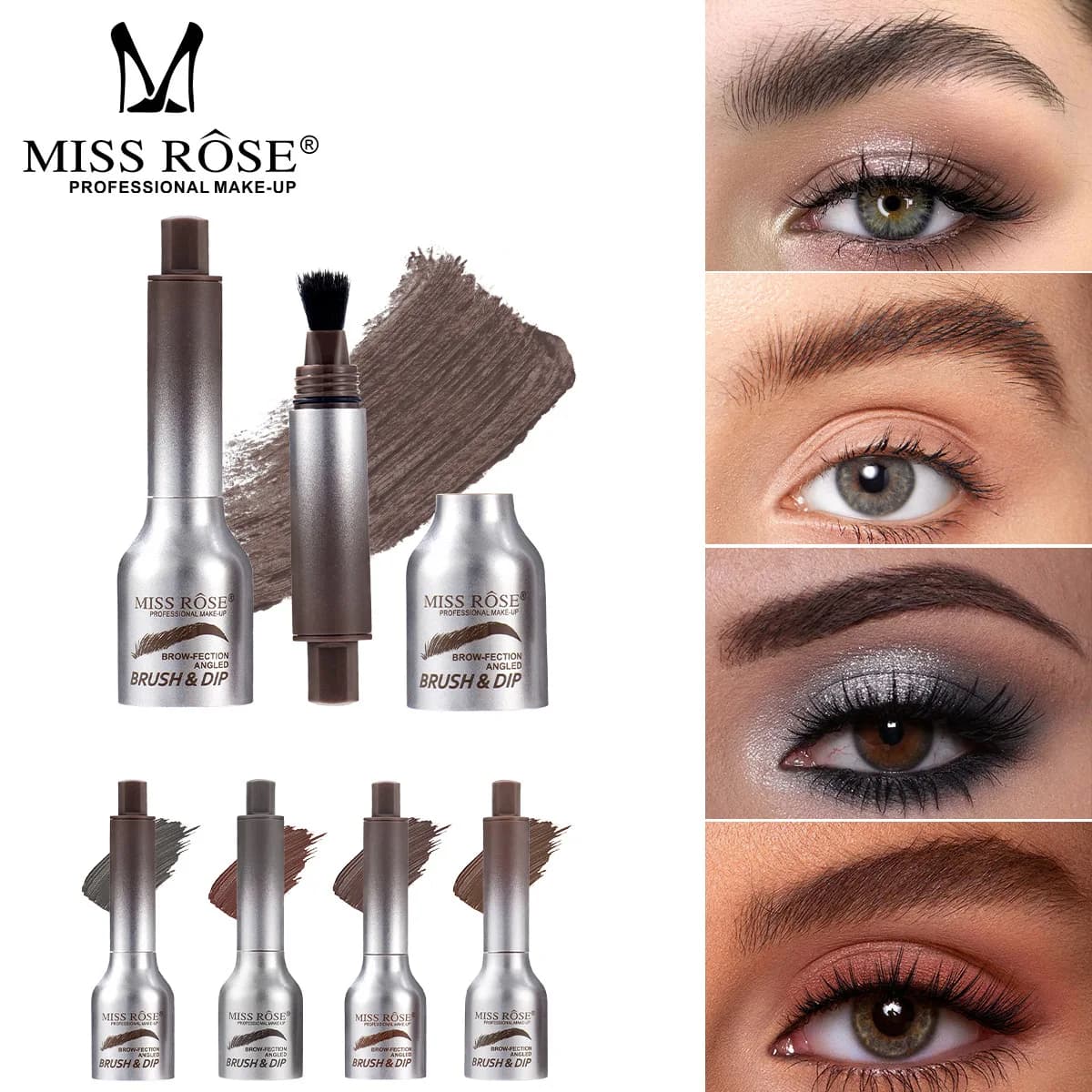 MISS ROSE Eyebrow Tint with Brush Natural Makeup Fade-proof Waterproof Sweatproof Smudge-proof Eye Brow Dye Cream Daily Cosmetic