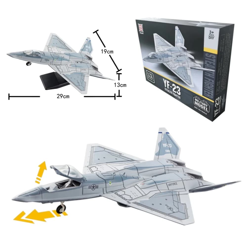 1:72 Creative Military Series YF-23 Building Blocks Modello di caccia stealth PAV-1 a motore singolo e doppio per ragazzi, regali di Natale