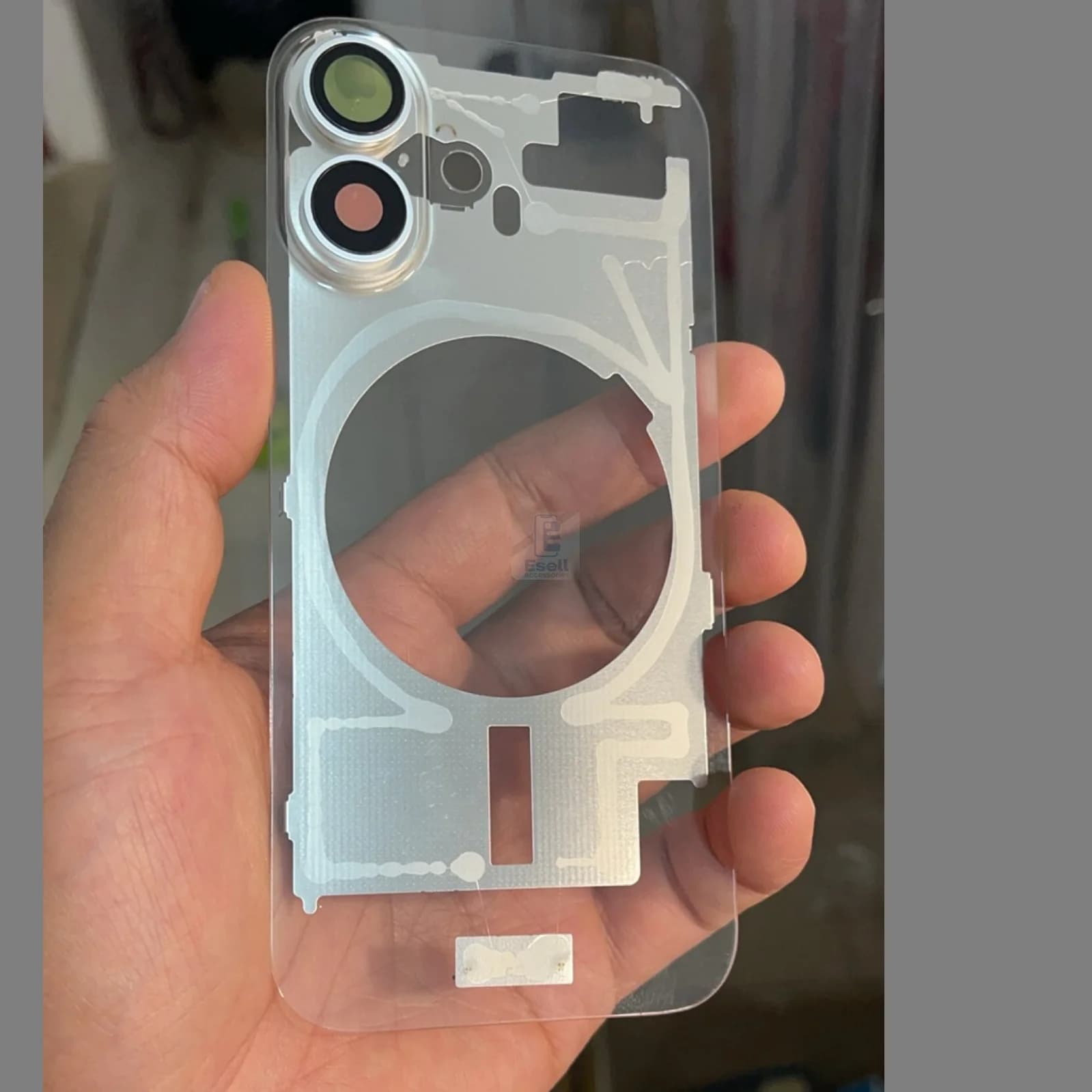 Vetro posteriore trasparente per iPhone 14 16 Pro MAX 15 Plus, ricambio per la riparazione della cover posteriore con piastra in ferro magnetica
