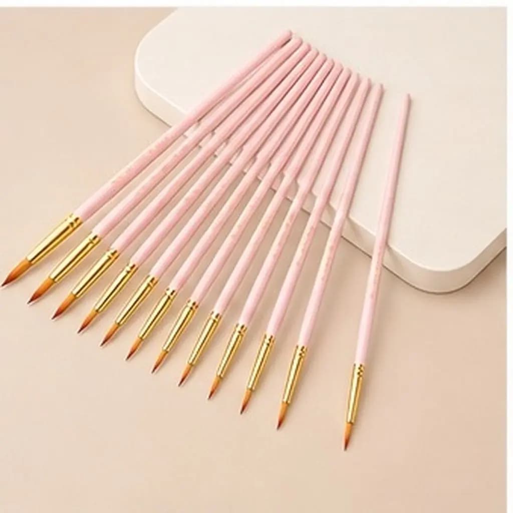 12Pcs Paint Brush Set Professional Nylon Bristles Wooden Handle Fine Detail Art Brushes for Watercolor Acrylic Painting