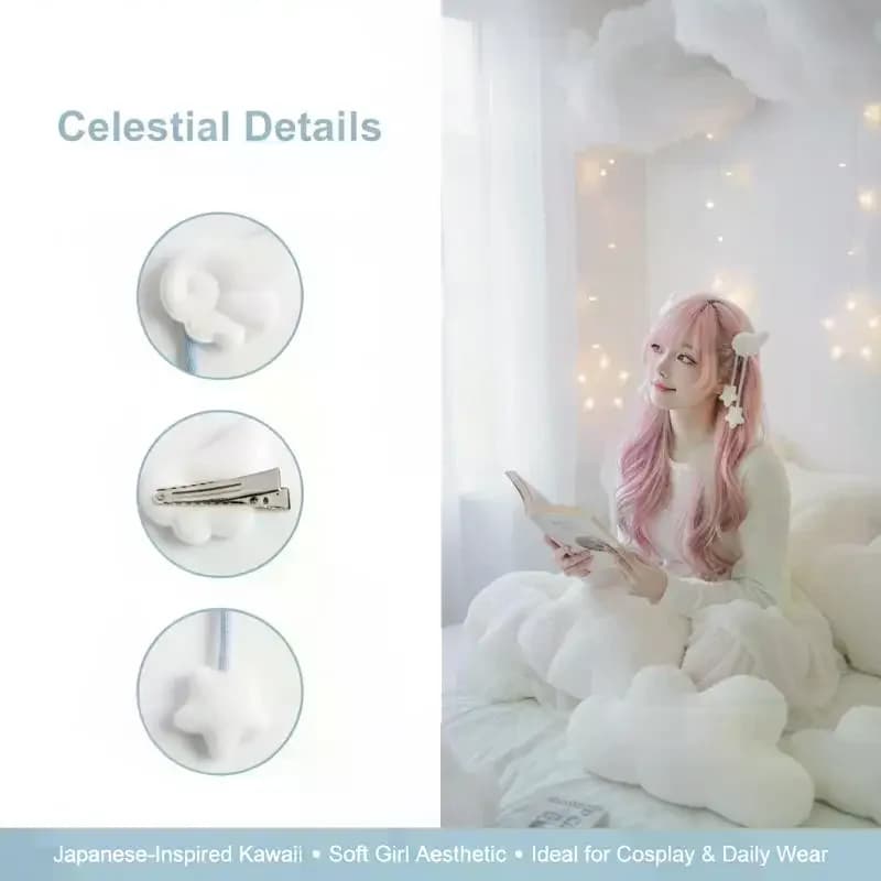 Angel Wing Star Hair Clips Plush Tassel Barrettes Y2K Soft Hair Pin Sweet Decorative Hair Accessories For Girls Party Hairstyle