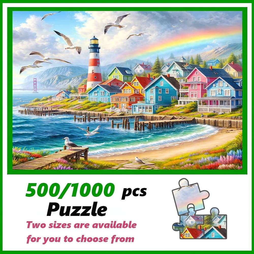 A high-quality 500/1000-piece puzzle, perfect for adults, is a fun family game that helps relieve stress and is great fo