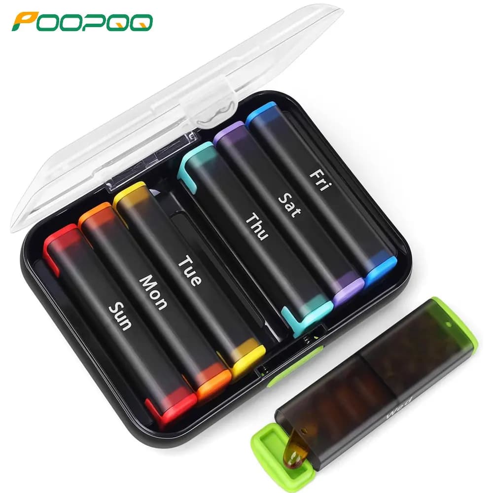 1 weekly pill holder 2 times a day, 7 days napkin for easy filling, AM PM pill holder for vitamins, drugs, supplements