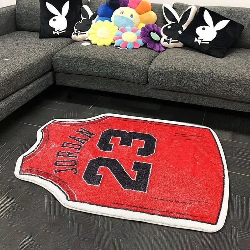 VIKAMA Tappeti da basket per ingresso Tappetino a forma di maglia per interni, Tappeto antiscivolo per sport da basket per uomo Ragazzi Camera da letto Decorazioni per la casa