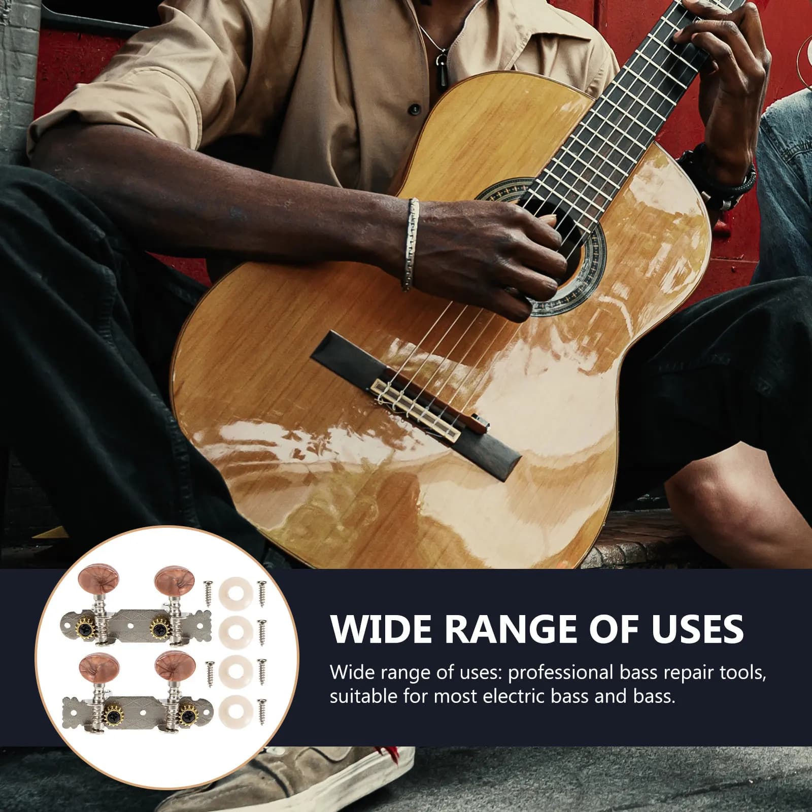 1 set di chiavi per accordatura delle corde dell'ukulele, lavorazione squisita, accordatura precisa, prestazioni stabili, compatibili con la maggior parte degli ukulele