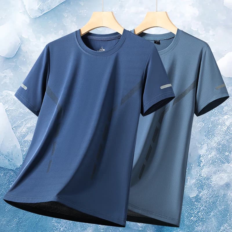 Men's Fashion Trend Versatile Ice Silk Quick Drying T-shirt Outdoor Comprehensive Training Moisture Wicking Casual Loose T-shirt