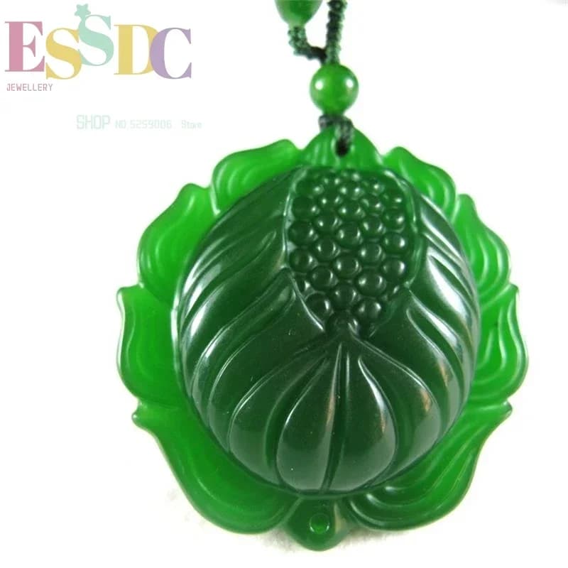 Natural Hetian Jasper Snowdrop Lotus Necklace White Seed Sweater Chain Men's and Women's Pendants