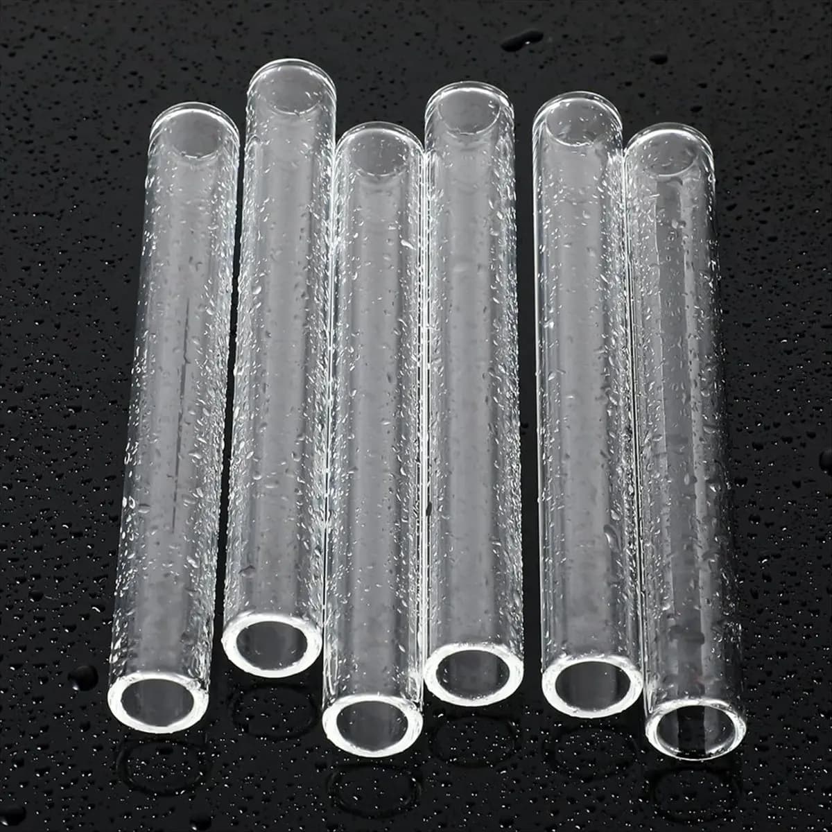 DT38 6 Pcs 4inch Clear Borosilicate Glass Tube 12mm OD 8mm ID 2mm Thick Glass Blowing Tubes with Cleaning Brush