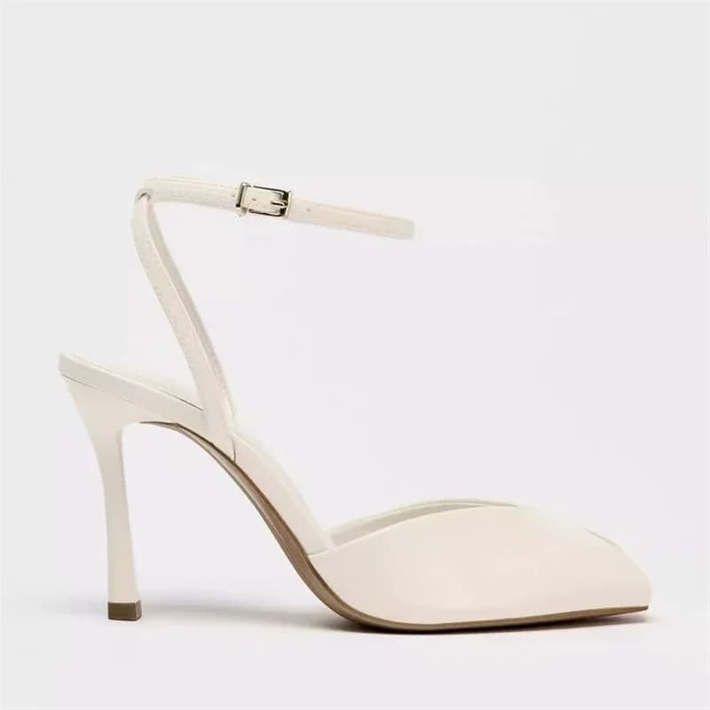 Spring and summer new square toe fish mouth lacquered leather sexy sandals party dress large size high-heeled women's shoes