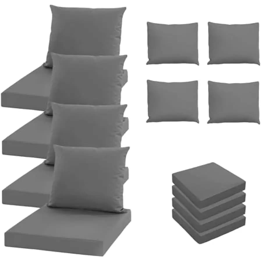 Oslimea Patio Cushion Covers Replacement Set of 4, Water Resistant Outdoor Cushion Slipcovers with Zipper Chair Seat Cushion Cov