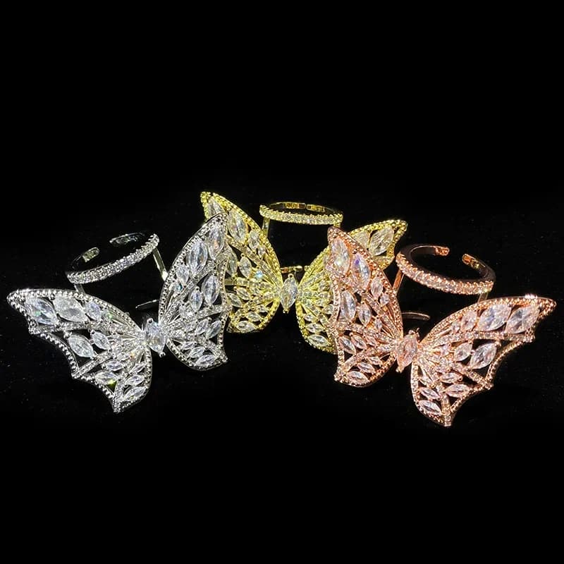 Moissanite! StyleMDL Temperamento Light Luxury Diamonds Full Super Flash Fairy Butterfly Three-dimensional Custom Ring