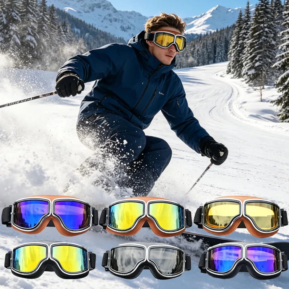 Plated Steel Frame Ski Goggles For Downhill Skiing Snowboarding Motocross Mountain Biking For Adults Windproof Soft Cushion