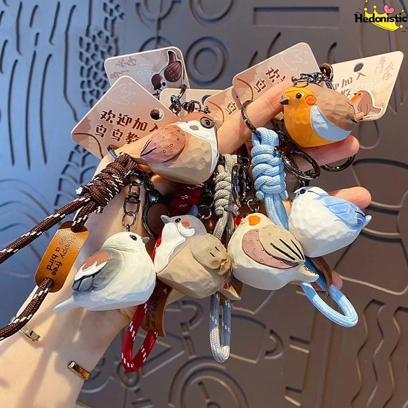 Portachiavi Creativo Squisito in Resina con Perle a Forma di Uccello, Ciondolo a Cartone Animato per Zaino, Portafoglio, Chiavi, Decorazione Auto, Regalo ACG