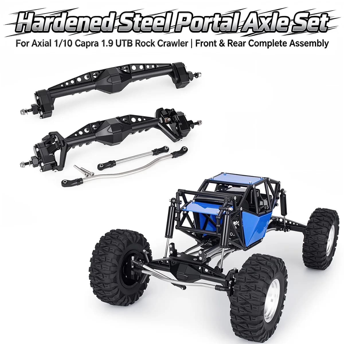 Front & Rear Portal Axle Set with Hardened Steel Gears for Axial 1/10 Capra 1.9 UTB Rock Crawler Upgrade Parts
