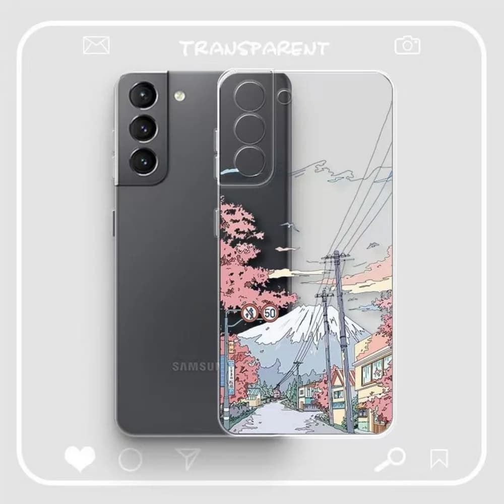 Cover Trasparente HD con Motivo Manga Dipinto per Samsung Galaxy S26 S25 S24 S23 S22 S21 S20 Ultra Plus FE Edge 2022 5G