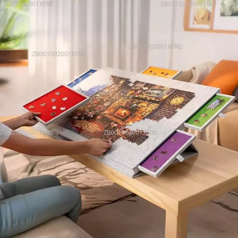 Tappetino per Puzzle da 1500 Pezzi 90x63x4.2cm, Tappetino per Puzzle per Adulti con Ripiano in Feltro per Conservazione Attrezzi