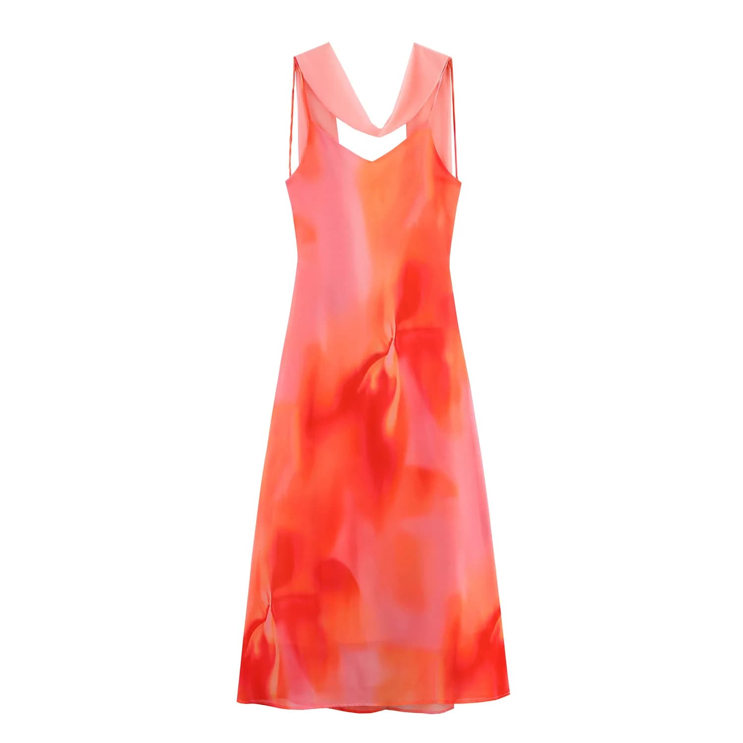 New Sleeveless Dress with Long Scarf with Women's Floral Print