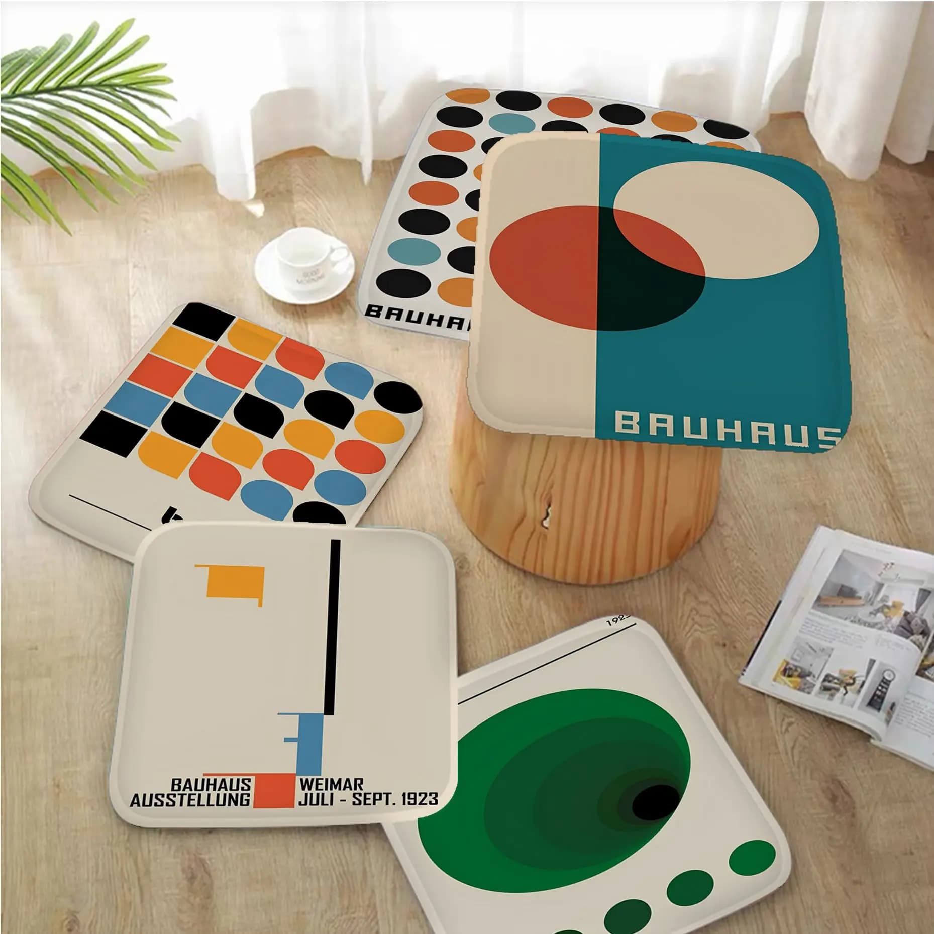 Bauhaus Modern Abstract Geometric Tie Rope Chair Mat Soft Pad Seat Cushion For Dining Patio Home Office Indoor Outdoor Garden