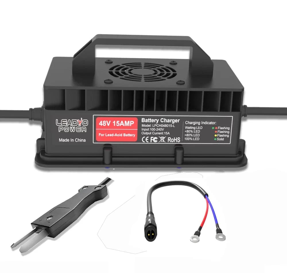 Caricabatterie al piombo impermeabile IP67 36V 18A, 48V 15A con spina Yamaha Crowfoot M8 per batteria per carrello da golf Caricatore rapido 800W