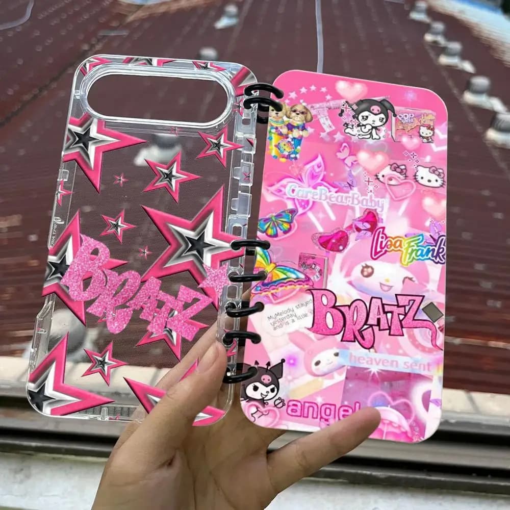 Custodia per telefono Fashion Lovely Doll Bratz con chiusura a flip-top per iPhone 17 16 15 14 12 17Pro 15 16 Plus 13 11 Pro MAX