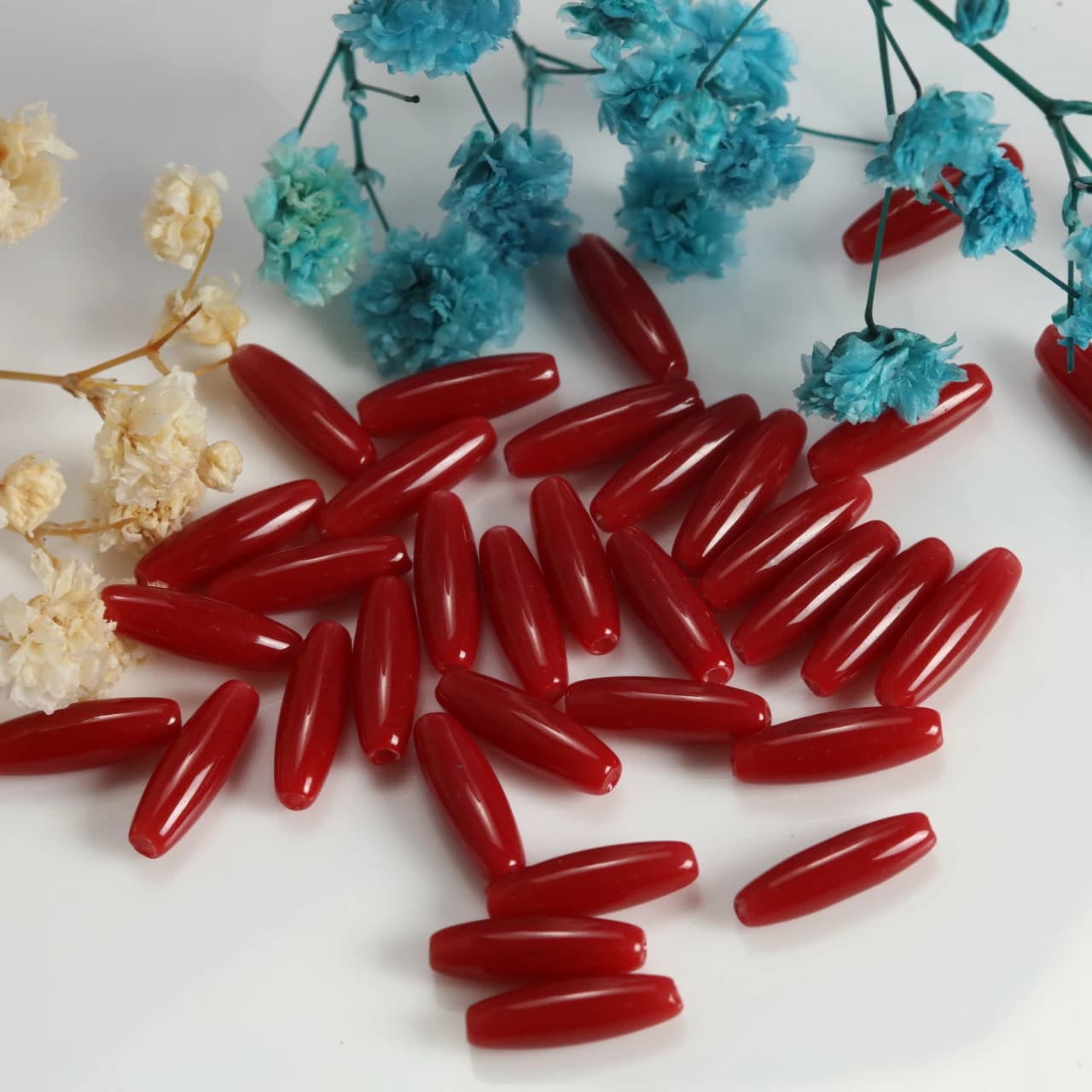 Perline di vetro rosso vino lunghe 3x11mm, perline sfuse per braccialetti, collane, orecchini, creazione di gioielli fai da te, accessori ornamentali