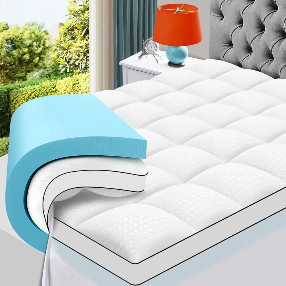 Queen Size Dual Layer 4 Inch Memory oam MattrTopper, 2 Inch Cooling l Memory oam and 2 Inch Pillow Top MattrPad Cover or ack Pai