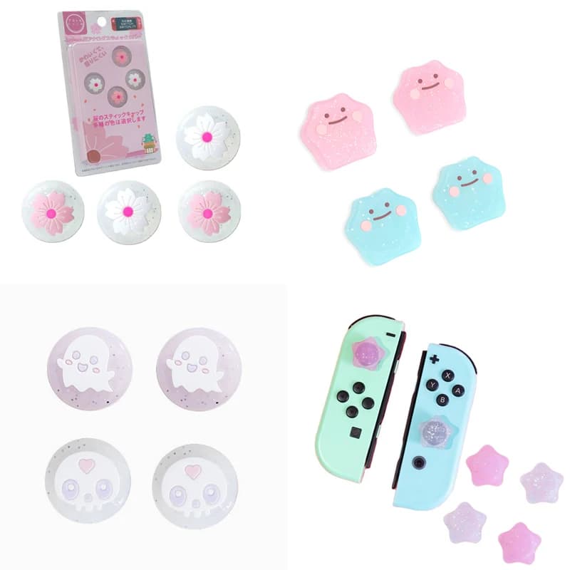 Stelle Fantasma Trasparente Glitter Joystick Silicone Thumb Stick Grip Cap Per Nintendo Switch Oled NS Lite Joy-con Bling Copertura Morbida