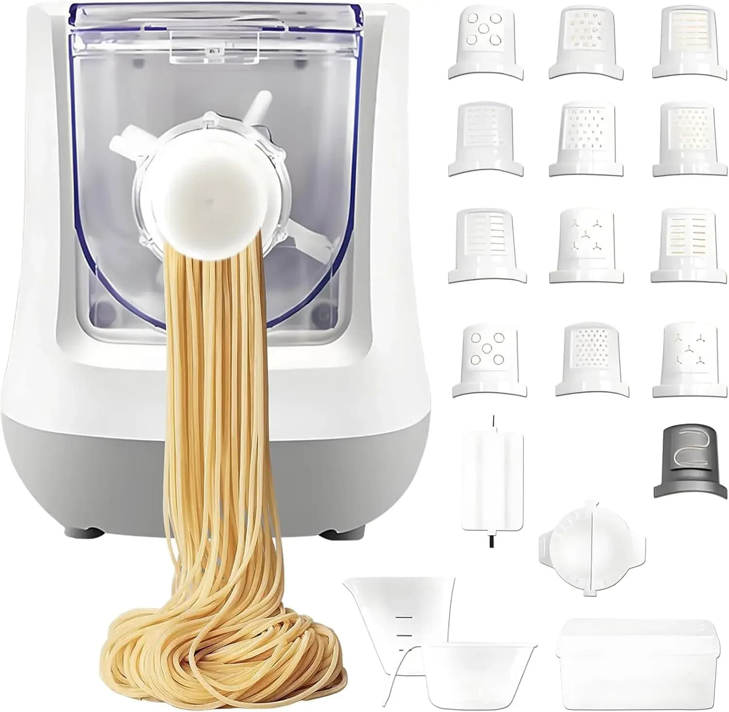 Macchina Elettrica per Pasta, Macchina Automatica per Fare la Pasta con 13 Tipi di Stampi, per Spaghetti, Fettuccine, Penne, D