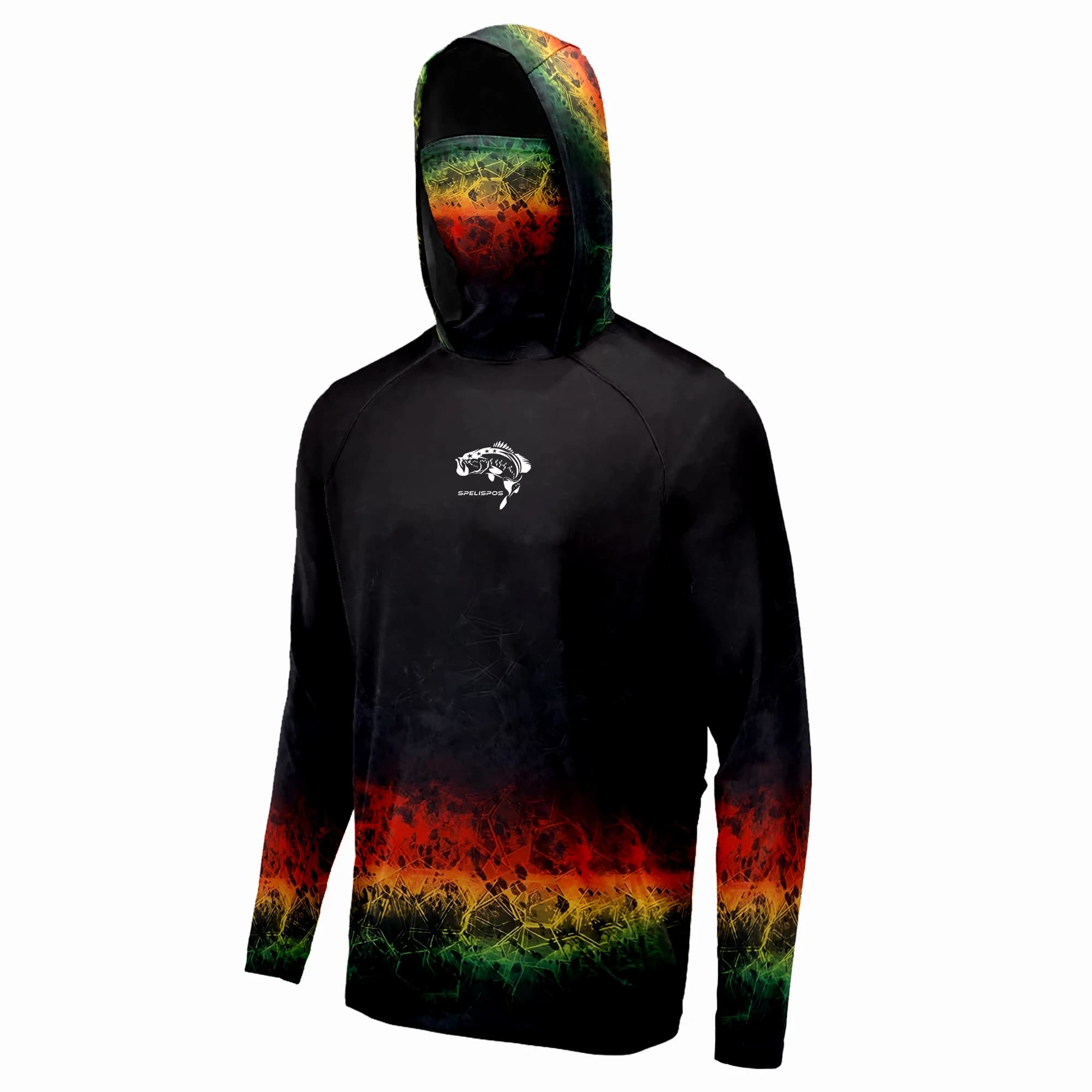 Camicia da pesca Felpa con cappuccio rossa Maschera Abbigliamento da pesca Manica lunga estiva Upf 50 Maglia traspirante ad asciugatura rapida Protezione solare T-shirt corta