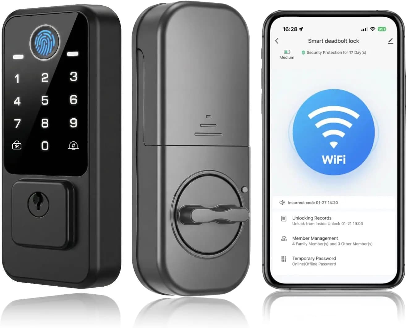 Serratura Intelligente WiFi con Impronta Digitale, Controllo App, Accesso Senza Chiave per Porta d'Ingresso - Serratura Touchscreen 5-in-1